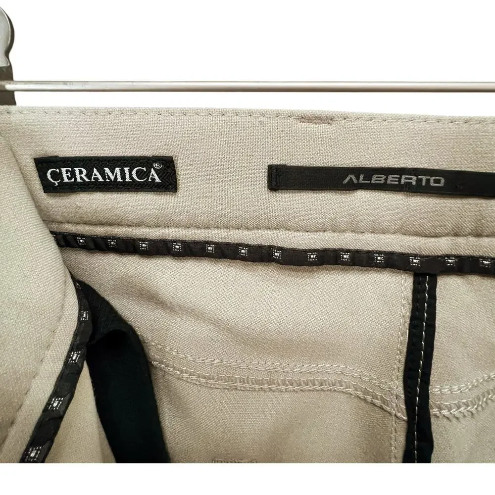 Alberto Ceramica‎ Tom Pants Mens Size 38X28 Beige Tan Straight Leg Comfort Fit